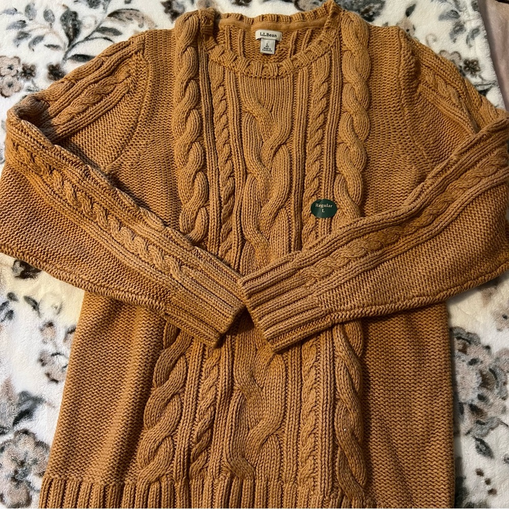 L.L. Bean Double Cable Crewneck Sweater